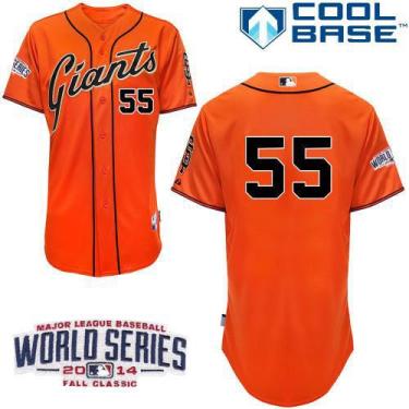 Youth San Francisco Giants #55 Tim Lincecum Orange 2014 World Series Patch Stitched MLB Baseball Jersey