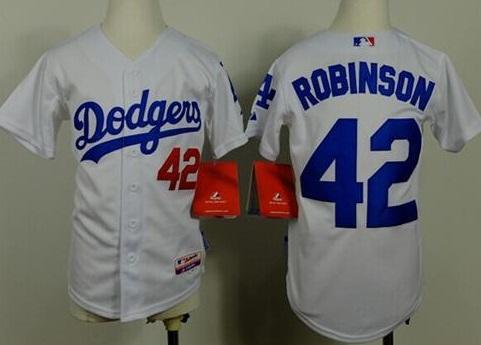Youth Los Angeles Dodgers #42 Jackie Robinson White Cool Base MLB Jerseys