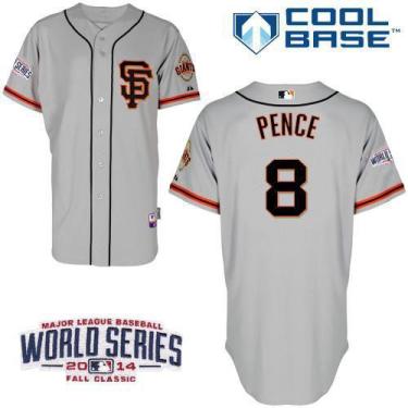 San Francisco Giants #8 Hunter Pence Grey 2014 World Series Patch Stitched MLB Baseball Jersey