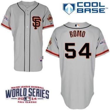 San Francisco Giants #54 Sergio Romo Grey Road 2 2014 World Series Patch Stitched MLB Baseball Jersey