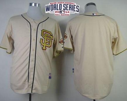 San Francisco Giants Blank Cream Gold No. 2014 World Series Patch Stitched MLB Baseball Jersey