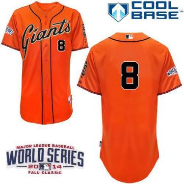 San Francisco Giants #8 Hunter Pence Orange 2014 World Series Patch Stitched MLB Baseball Jersey
