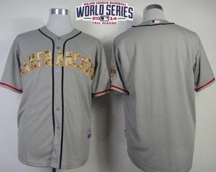 San Francisco Giants Blank Grey USMC 2014 World Series Patch Stitched MLB Baseball Jersey