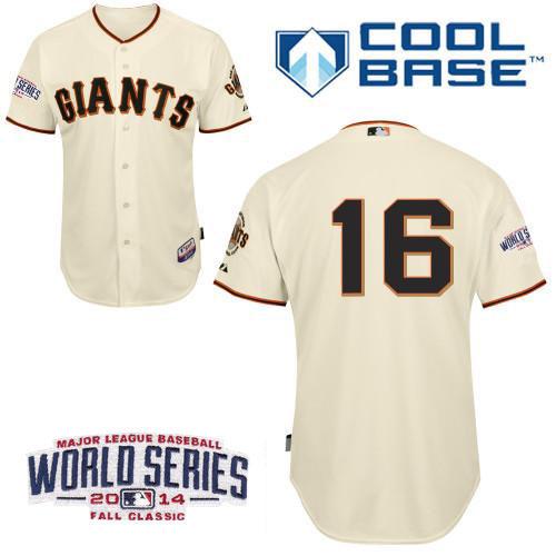 San Francisco Giants #16 Angel Pagan Cream 2014 World Series Patch Stitched MLB Baseball Jersey