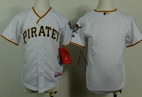 Kids Pittsburgh Pirates Blank White Cool Base Stitched Baseball Jersey