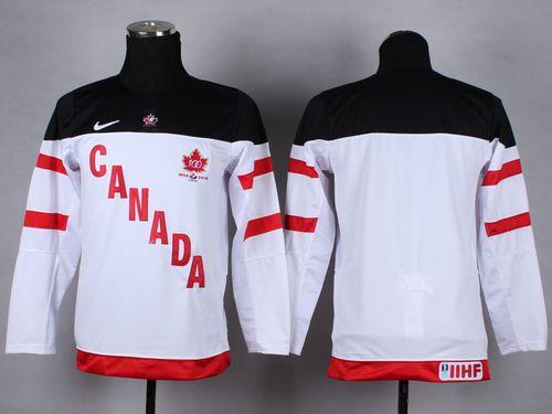 Youth Team Canada Blank White 100th Anniversary Stitched NHL Jersey