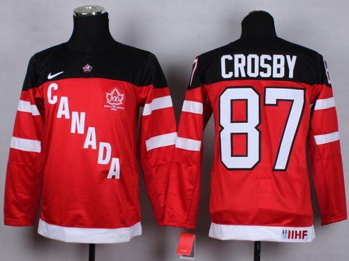 Youth Team Canada #87 Sidney Crosby Red 100th Anniversary Stitched NHL Jersey