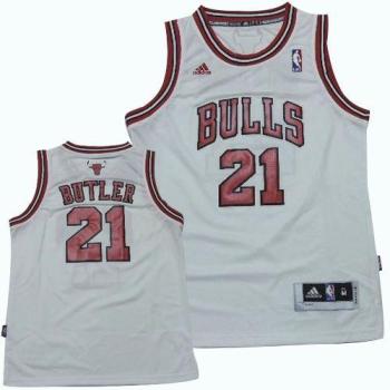 Youth Chicago Bulls #21 Jimmy Butler White Revolution 30 Stitched NBA Jersey