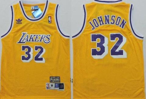 Youth Los Angeles Lakers #32 Magic Johnson Yellow Throwback Stitched NBA Jersey