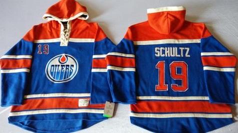 Edmonton Oilers #19 Justin Schultz Light Blue Sawyer Hooded Sweatshirt Stitched NHL Jersey