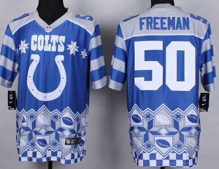 Nike Indianapolis Colts #50 Jerrell Freeman Royal Blue Men's Stitched NFL Elite Noble Fashion Jersey
