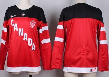 Women's Olympic CA. Blank Red 100th Anniversary Stitched NHL Jersey