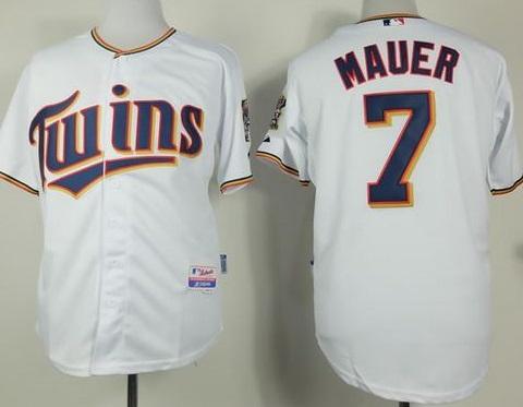 Minnesota Twins #7 Joe Mauer White Home Cool Base Stitched Baseball Jersey