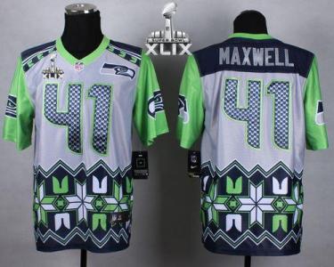 Nike Seattle Seahawks #41 Byron Maxwell Grey Super Bowl XLIX Men's Stitched NFL Elite Noble Fashion Jersey