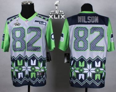 Nike Seattle Seahawks #82 Luke Willson Grey Super Bowl XLIX Men's Stitched NFL Elite Noble Fashion Jersey