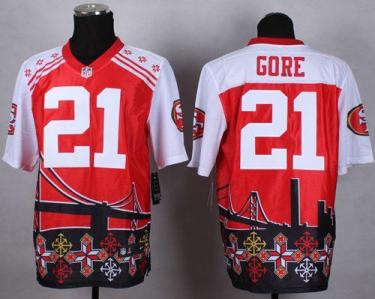 Nike San Francisco 49ers #21 Frank Gore Red Men's Stitched NFL Elite Noble Fashion Jersey