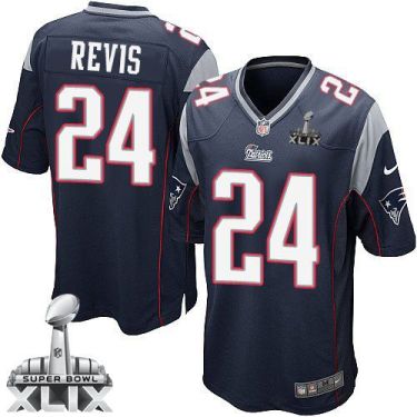 Nike New England Patriots #24 Darrelle Revis Navy Blue Team Color Super Bowl XLIX Men's Stitched NFL Game Jersey