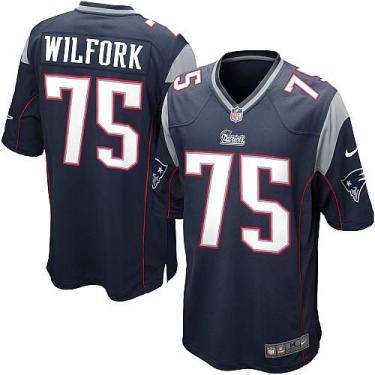 Nike New England Patriots #75 Vince Wilfork Navy Blue Team Color Men's Stitched NFL Game Jersey