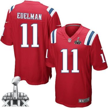 Nike New England Patriots #11 Julian Edelman Red Alternate Super Bowl XLIX Men's Stitched NFL Game Jersey