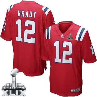 Nike New England Patriots #12 Tom Brady Red Alternate Super Bowl XLIX Men's Stitched NFL Game Jersey