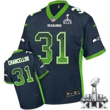 Nike Seattle Seahawks #31 Kam Chancellor Steel Blue Team Color Super Bowl XLIX Men's Stitched NFL Elite Drift Fashion Jersey