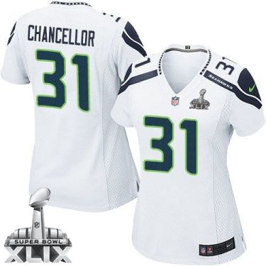 Women's Nike Seattle Seahawks #31 Kam Chancellor White Super Bowl XLIX Stitched NFL Jersey