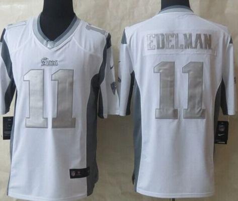 Nike New England Patriots #11 Julian Edelman White Men's Stitched NFL Limited Platinum Jersey