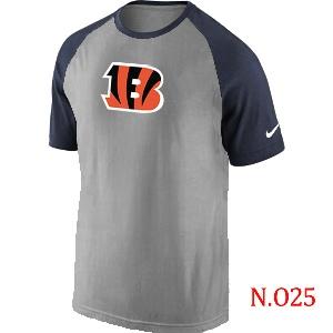 Mens Cincinnati Bengals Ash Tri Big Play Raglan T-Shirt Grey- Navy