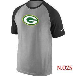 Mens Green Bay Packers Ash Tri Big Play Raglan T-Shirt Grey- Black