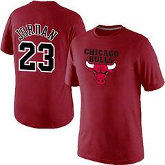 Mens Chicago Bulls Michael Jordan Player Name and Number T-Shirt