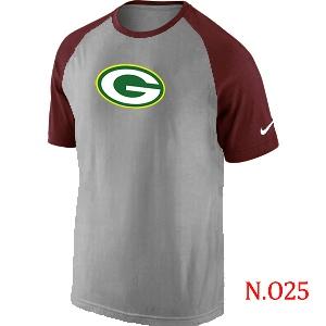 Mens Green Bay Packers Ash Tri Big Play Raglan T-Shirt Grey- Red