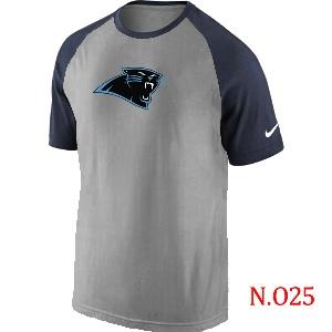 Mens Carolina Panthers Ash Tri Big Play Raglan T-Shirt Grey- Navy