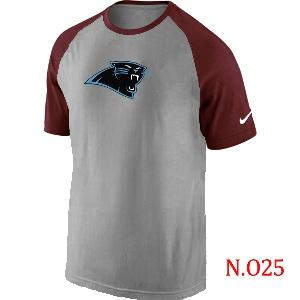 Mens Carolina Panthers Ash Tri Big Play Raglan T-Shirt Grey- Red