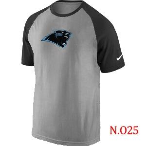Mens Carolina Panthers Ash Tri Big Play Raglan T-Shirt Grey- Black