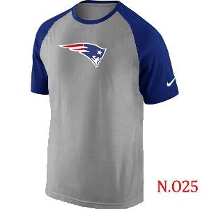 Mens New England Patriots Ash Tri Big Play Raglan T-Shirt Grey- Blue