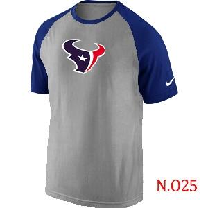 Mens Houston Texans Ash Tri Big Play Raglan T-Shirt Grey- Blue