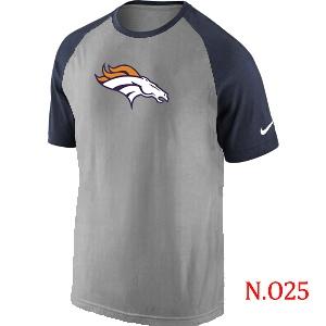 Mens Denver Broncos Ash Tri Big Play Raglan T-Shirt Grey- Navy