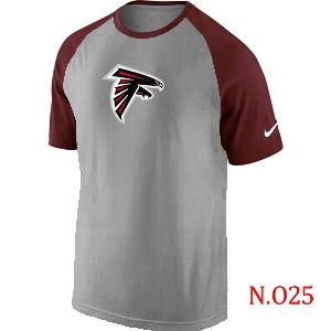 Mens Atlanta Falcons Ash Tri Big Play Raglan T-Shirt Grey- Red