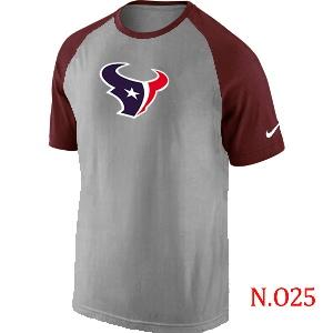 Mens Houston Texans Ash Tri Big Play Raglan T-Shirt Grey- Red