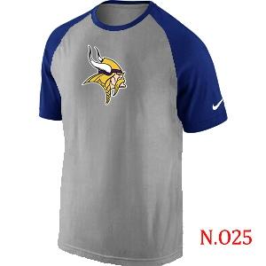 Mens Minnesota Vikings Ash Tri Big Play Raglan T-Shirt Grey- Blue