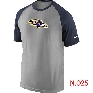 Mens Baltimore Ravens Ash Tri Big Play Raglan T-Shirt Grey- Navy