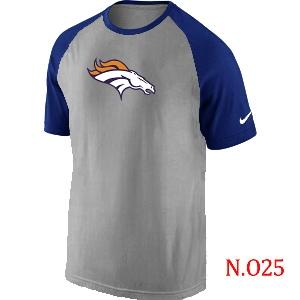 Mens Denver Broncos Ash Tri Big Play Raglan T-Shirt Grey- Blue