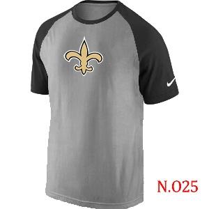 Mens New Orleans Saints Ash Tri Big Play Raglan T-Shirt Grey- Black