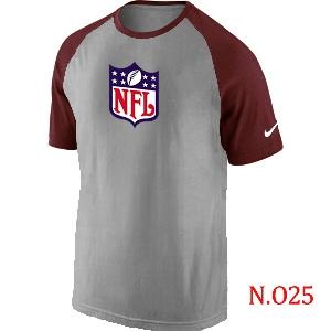 Mens NFL Logo Ash Tri Big Play Raglan T-Shirt Grey- Red