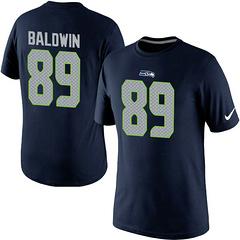Mens Seattle Seahawks #89 Baldwin Mens College Navy Super Bowl XLIX Pride Player Name & Number T-Shirt
