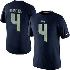 Mens Seattle Seahawks Super Bowl XLIX #4 Steven Hauschka Mens College Navy Player Pride Name & Number T-Shirt