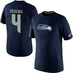 Mens Seattle Seahawks Super Bowl XLIX 4 hauschka Name & Number T-Shirt Blue