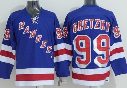 New York Rangers #99 Wayne Gretzky Stitched Blue CCM Throwback NHL Jersey