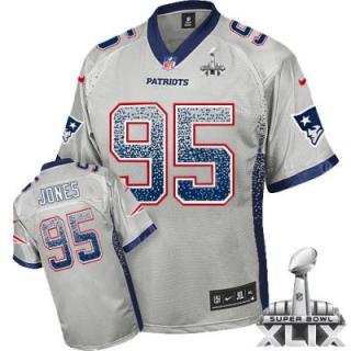 Nike New England Patriots #95 Chandler Jones Grey Super Bowl XLIX Men's Stitched NFL Elite Drift Fashion Jersey