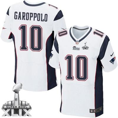 Nike New England Patriots #10 Jimmy Garoppolo White Super Bowl XLIX Men's Stitched NFL Elite Jersey
